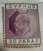 King Edward VII 30 PARAS Cyprus Stamp Mint Hinged Small White Misprint?To Beard.