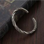 Solid 925 Sterling Silver Men’s Viking Bangle Bracelet Adjustable & Gift Bag