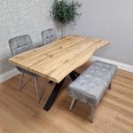 Modern Dining Table Set With 2 Grey Velvet Chairs And Bench Dining Kitchen Set