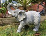 Large Resin Grey Silver Elephant Wild Safari Animal Vivid Arts Garden Ornament