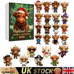2026 Highland Cow Magic Advent Calendar Xmas 24‑day Countdown Box for Home Desk