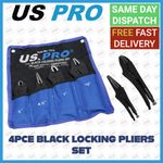 US PRO 4pc Black Locking Pliers Set 5" 6.5" 7" & 10" - Mole Vice Clamp Grips 