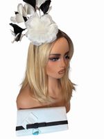 White Fascinator and Bag Set by Max and Ellie with Black Accents RRP140 GBP New