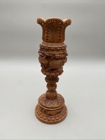 Vintage Hand carved Candlestick Holder showing African animals.
