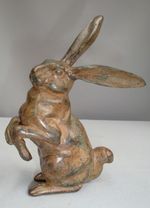 Statue Rabbit Hare Wildlife Art Deco Style Art Nouveau Style Bronze Signed Sculp