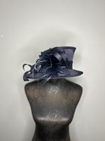Maddox Womens Navy Hat Natural Fibres Bow & Feathers Special Occasion Wedding