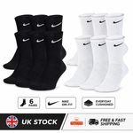 Nike Dri-FIT Crew Socks 6 Pairs Mens Everyday Cushioned SX7666 Black White