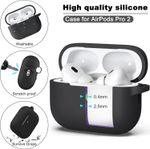 Black Soft Silicon Case Protector for AirPods Pro Gen 2 Gen 1 Keychain