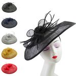 Large Flower Feather Hair Hat Fascinator Headband Wedding Royal Ascot Party