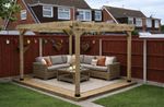 WOODEN PERGOLA KIT - GAZEBO - SHELTER - ( HEIGHT 2.1M , 2.4M , 2.7M , 3M )