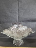 Vintage Czech Bohemia Crystal Tulip Pedestal Centrepiece Bowl Clear Frosted