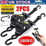 2pack Automatic Ratchet Tie Down Straps 680kg Car Roof Belt Quick-Release Adjust