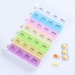 Pill Box Medicine Storage Dispenser 7 Day 28 Compartment Weekly Tablet Organiser