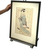 ORIGINAL JAPANESE PRINT KIKUGAWA EIZAN GEISHA SAMISEN LATE EDO PERIOD 1815- 1835