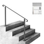 Wrought Iron Handrail Adjustable Metal Stairs Handrail Fits 3 to 5 Steps