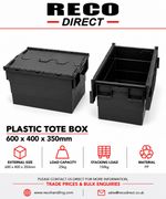 10 X LARGE TOTE BOX  ALC / CRATE / STACKING BOX / STORAGE 600x400x350mm .