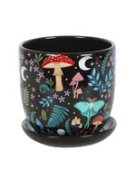 Dark Forest Print Ceramic Plant Pot with Saucer