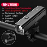 ROCKBROS Bike Front Intelligent Light Type-C Rechargeable 5 Modes 1500Lumen