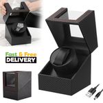 Single Automatic Watch Winder Carbon Fiber Display Rotation Box Quiet Motor Case