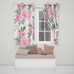 Bright Pink Rose Eyelet Blackout Curtains Vibrant Pink Floral Window Drapes