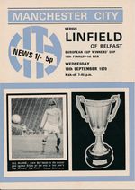 MANCHESTER CITY v Linfield Northern Ireland (Cup Winners Cup) 1970/1971