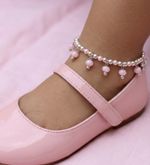 Baby Girl Cute Pink And Silver Plated  Anklet Ages 3 To 4 Years Old 