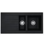 Liquida KAV150BL 1.5 Bowl Composite Reversible Black Kitchen Sink And Waste Kit