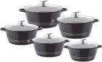 SQ Professional Durane 5pc Black Die Cast Non Stick Induction Stockpot Set