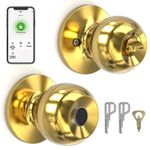 Vintage Brass Biometric Door Knob Smart Lock Fingerprint with Key & App Control