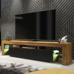 TV Unit TV Stand Cabinet Sideboard Modern Oak Black Matt LED Storage 200cm