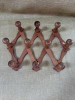 Vintage 10 Peg Expandable Wooden Accordion Style Coat Hat Wall Rack Hanger