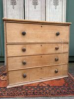 Large Pale Pine Un Waxed Victorian Chest Of Drawers with 4 drawers no feet 