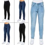 Enzo Mom Jeans Womens High Rise Stretch Denim Tapered Trousers