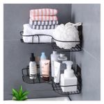2 PCS Organiser Storage Rack Corner Shower Caddy Self Adhesive Bathroom Shelf