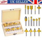 15Pcs 1/4 inch Shank Router Bits Set Woodworking Tool Cutter Tungsten Carbide UK