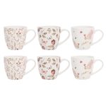 Strawberry Floral Mug Set of 6 Butterfly Afternoon Tea Cup Coffee New Bone China