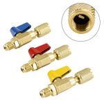3x HVAC A/C Straight Shut-Off Ball Valve Adapter For R134a R22 R12 R410a 1/4"