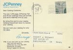 US Sc # 1616 used,unusual misperforation on JC Penny advertising card
