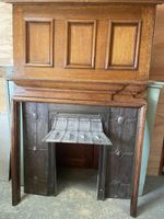 Original Arts And Crafts Fire Insert And Oak Surround 