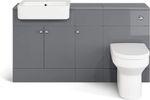 Vanity Unit Basin Sink Toilet WC Pan Furniture 1500mm Gloss Grey Bathroom Set