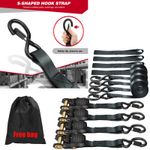4 x Retractable Ratchet Straps Tie Down Heavy Duty Cargo Car Rack Lashing Straps