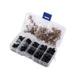 100pcs Black Plastic Toy Eyes For Puppets Dolls Crafts 6-12mm With Gasket Tools