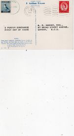 Lundy Is  1965 Provisional overprint 1p used on first day postcard (See scans)