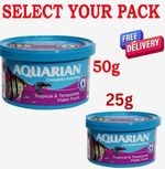 Aquarian Tropical Fish Food Flakes 25g 50g 200g Complete Nutrition Aquarium Fish