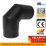 90 Degree Bend Vitreous Enamel Matt Black Stove Flue Pipe Wood Burning Stoves