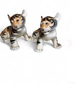 VINTAGE LOMONOSOV PORCELAIN pair of Tiger Cubs Figurine Made in Soviet USSR 2003