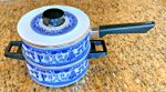 3 Piece Blue Willow Holt Howard Enamel Cookware Stockpot Sauce Pan and Lid