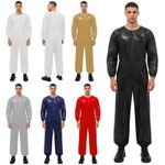 Mens Sauna Sweat Jumpsuit Long Sleeve Pants Weight Loss Fitness Workout Unitard 