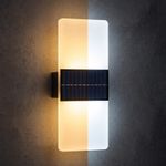 Dual White Solar Wall Light LEDs Solar Powered Fence Light for Outdoor Patio
