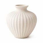 Ceramic Vase 16cm – Ribbed White Decorative Vase for Pampas Grass, Dried Flowers